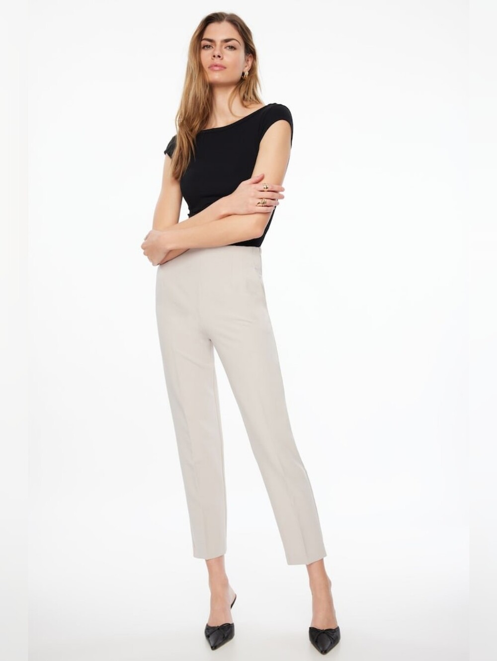 Dynamite Kendall Slim Leg High Rise Pant 10 In muted chartreuse green - Picture 8 of 9